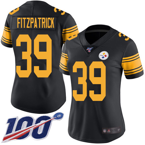 Women Pittsburgh Steelers Football #39 Limited Black Minkah Fitzpatrick 100th Season Rush Vapor Untouchable Nike NFL Jersey